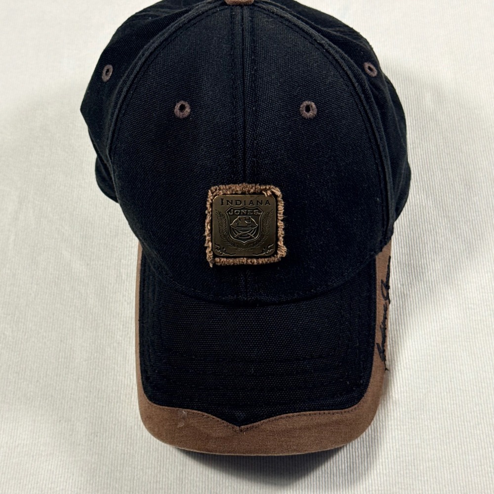 Indiana Jones Hat OSFM Black Brown Herowear 2008 Lucasfilm Metal Crest Cap
